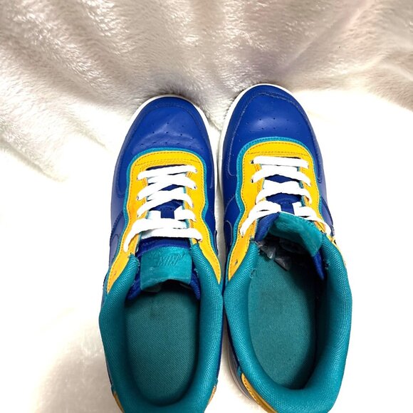 Nike Air Force 1 Low Sneakers Blue/Yellow/Teal Size 7Y - Picture 6 of 7